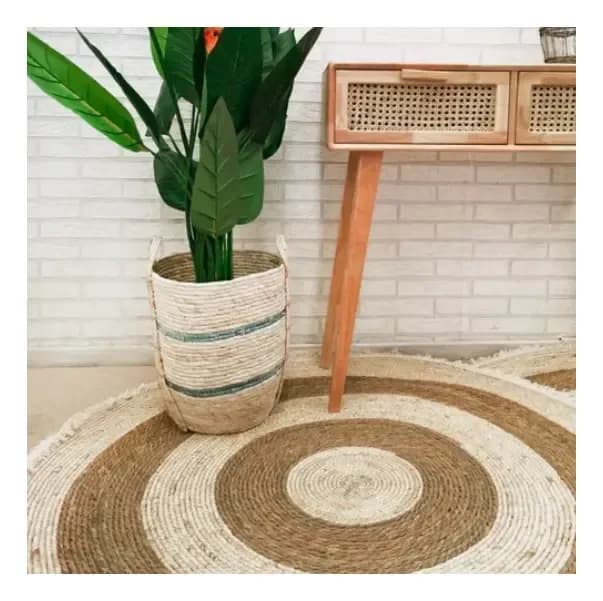 Alfombra Circular Redonda Interior Exterior Yute 78cm