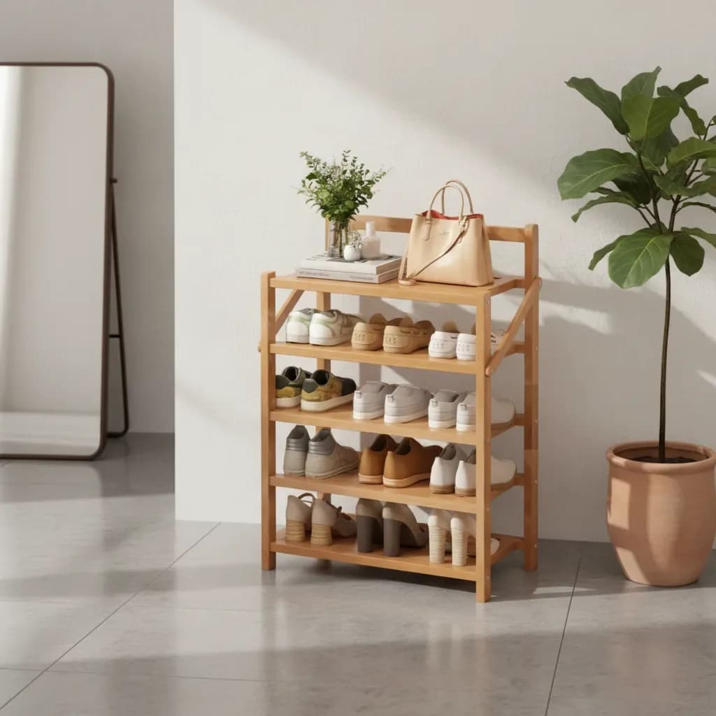 Botinero Organizador De Botas Zapatos 5 Estantes Bambu