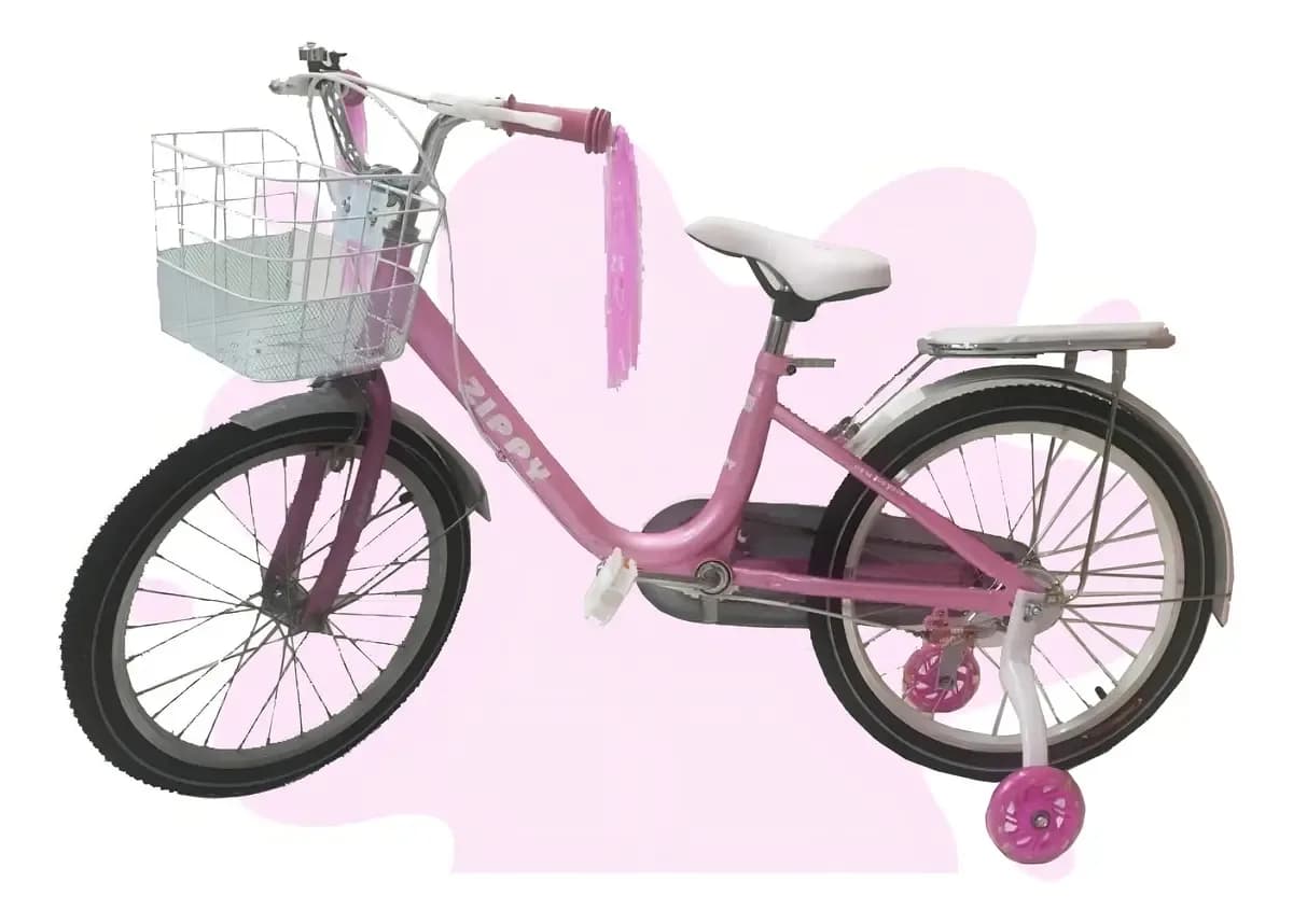 Bicicleta Infantil Zippy Rodado 16 Rosa Con Ruedas De Entrenamiento Leds