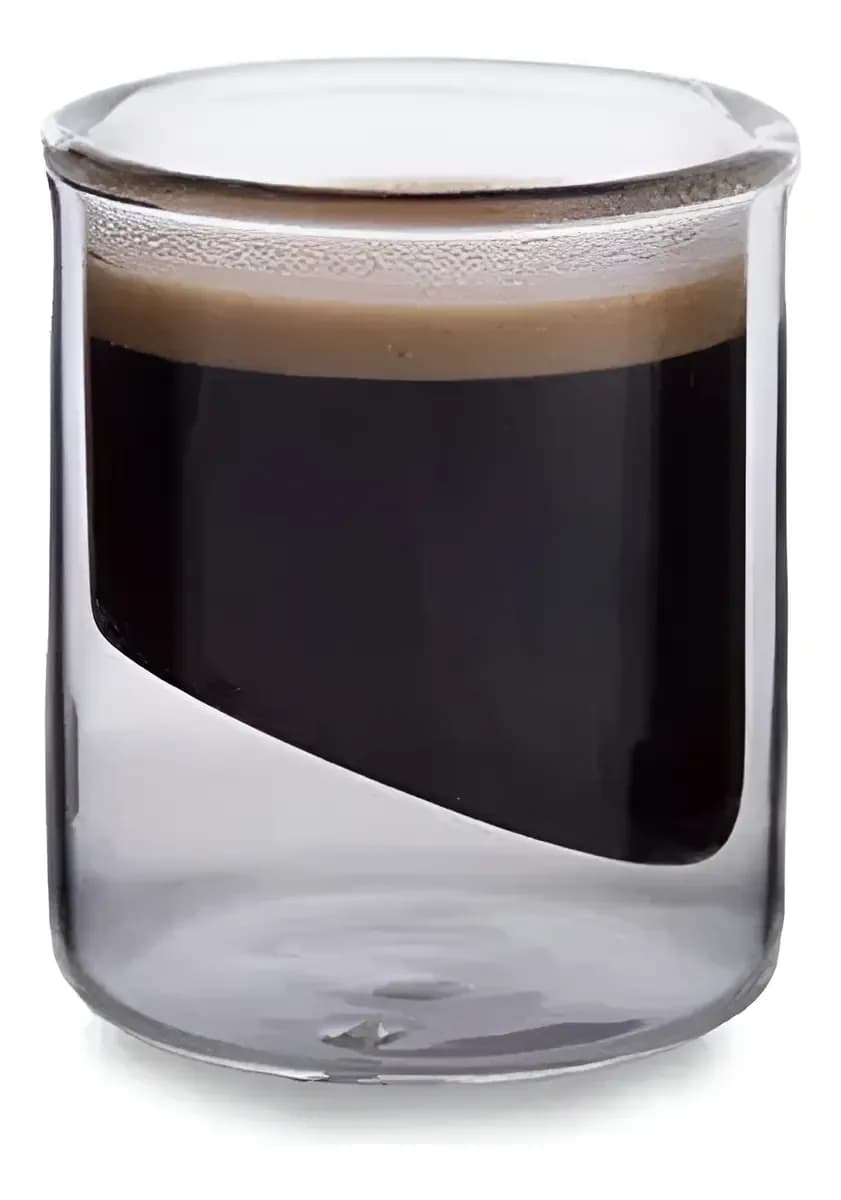 2 Tazas Café Vidrio Borosilicato Doble 90ml Apto Microondas