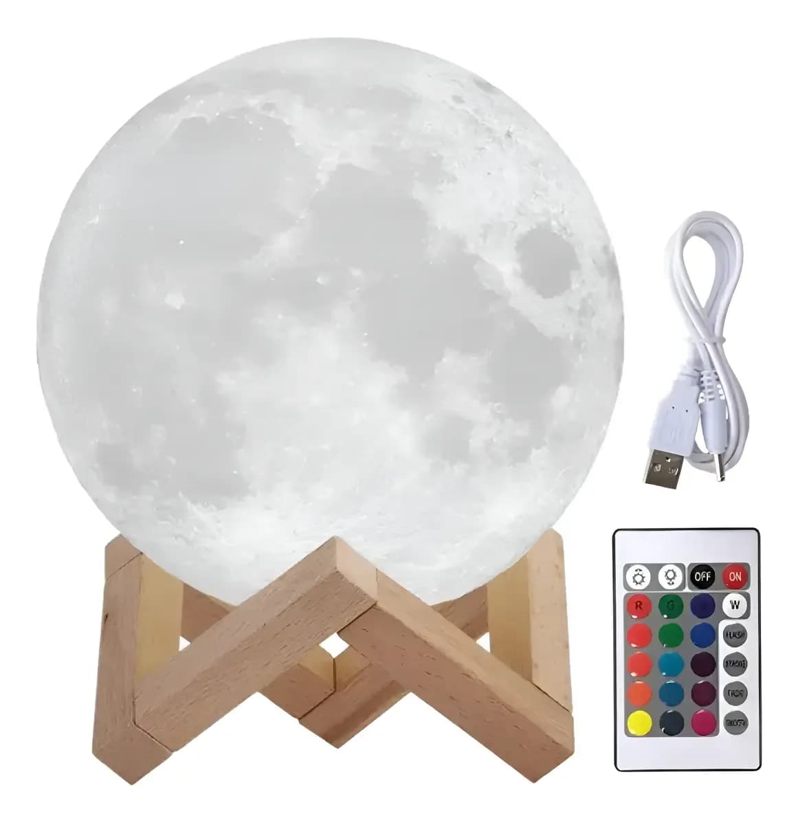 Lampara Luna Rgb Led Táctil Recargable Usb Control 18 Cm