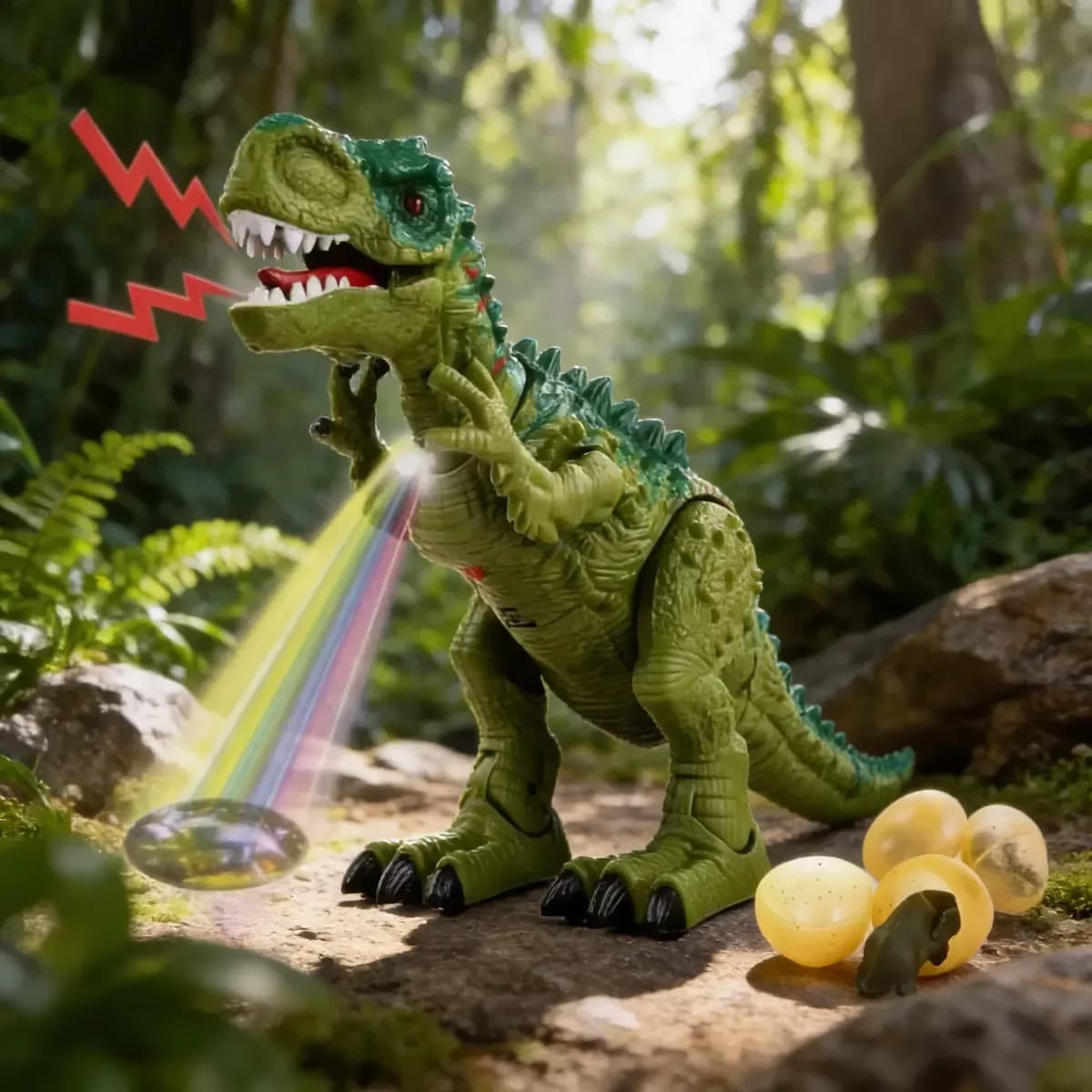 Muñeco Dinosaurio Luz Sonidos Camina Pone Huevos Proyecta