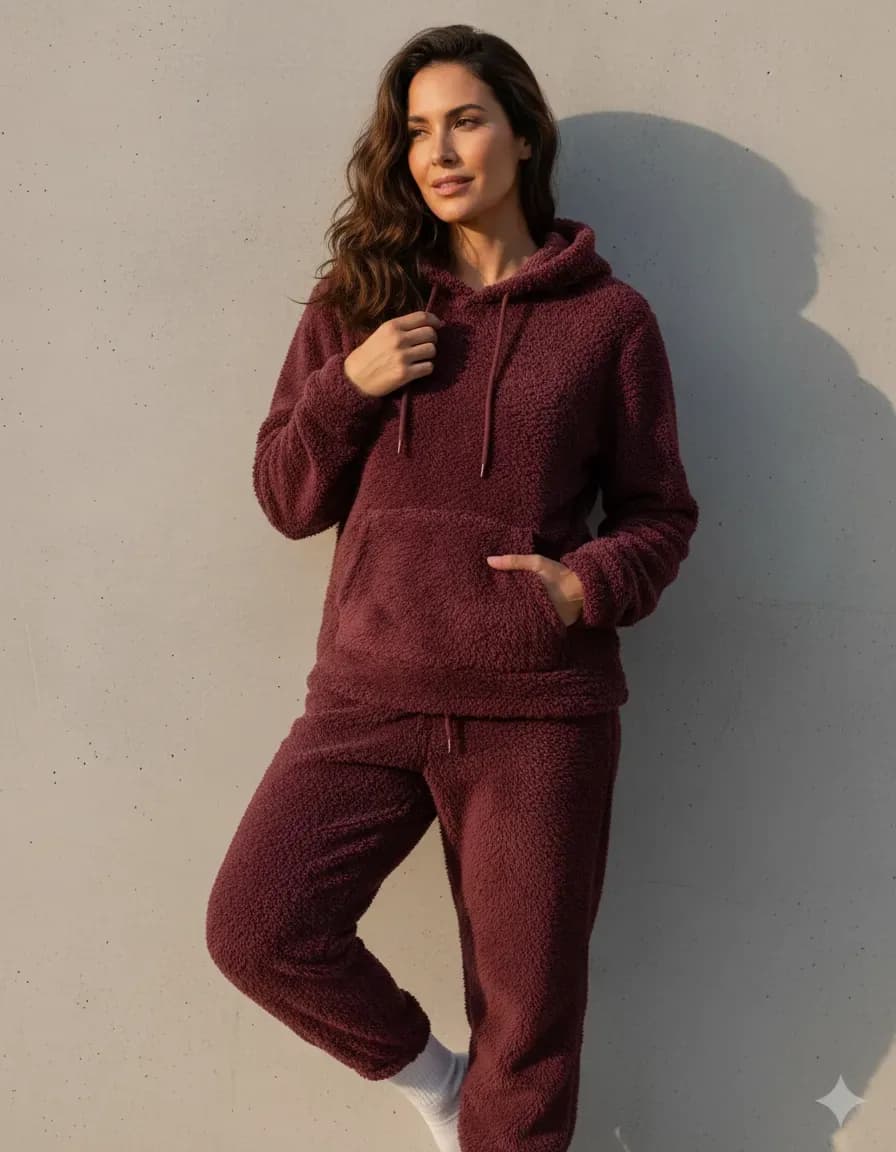 Pijama Teddy Blanco Paris Plush Pantalon Y Buzo Invierno