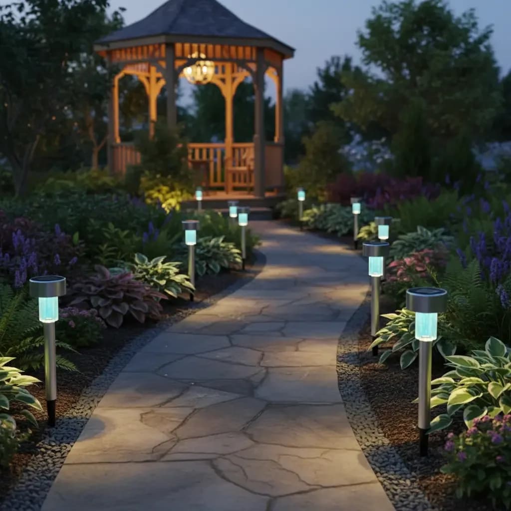 Estaca Solar Led Pack X 10 Jardin Recargable Luz Blanco Frio