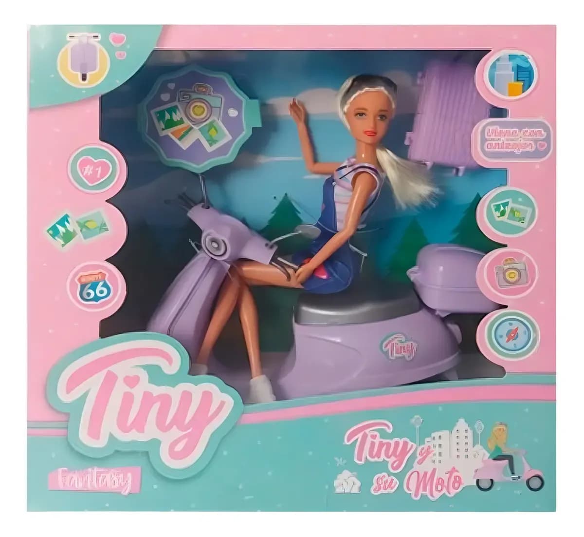 Muñeca Tiny Y Su Moto Fantasy Con Accesorios