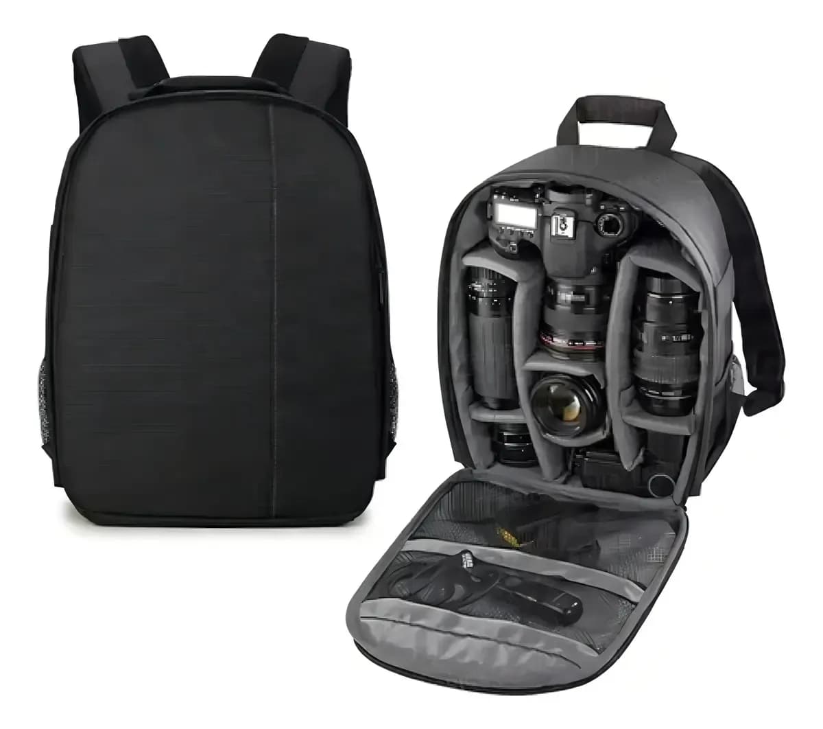 Mochila Fotográfica Zaki Regulable Acolchada Para Cámaras Dslr Negra