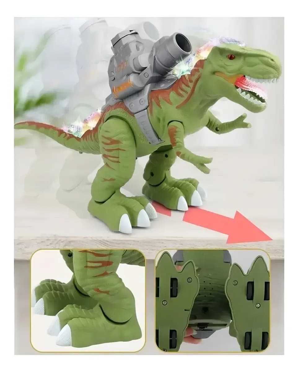 Robot Dinosaurio Juguete Dym Dp11 Verde Con Luz Tira Pelotas