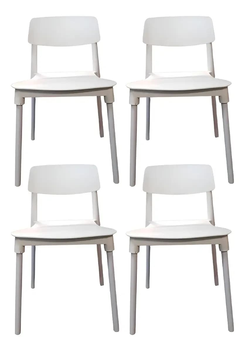 Silla Plástica Apilable Bm Nordica Patas Metal Blanco Set 4 Moderna