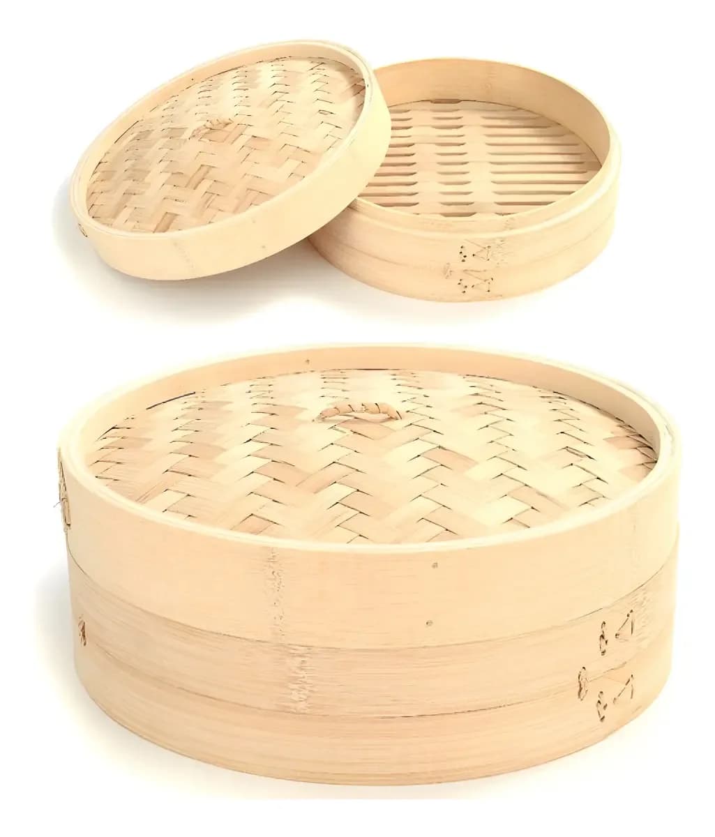 Vaporera Bambu 20x14cm Tapa Desmontable Bambú Manual