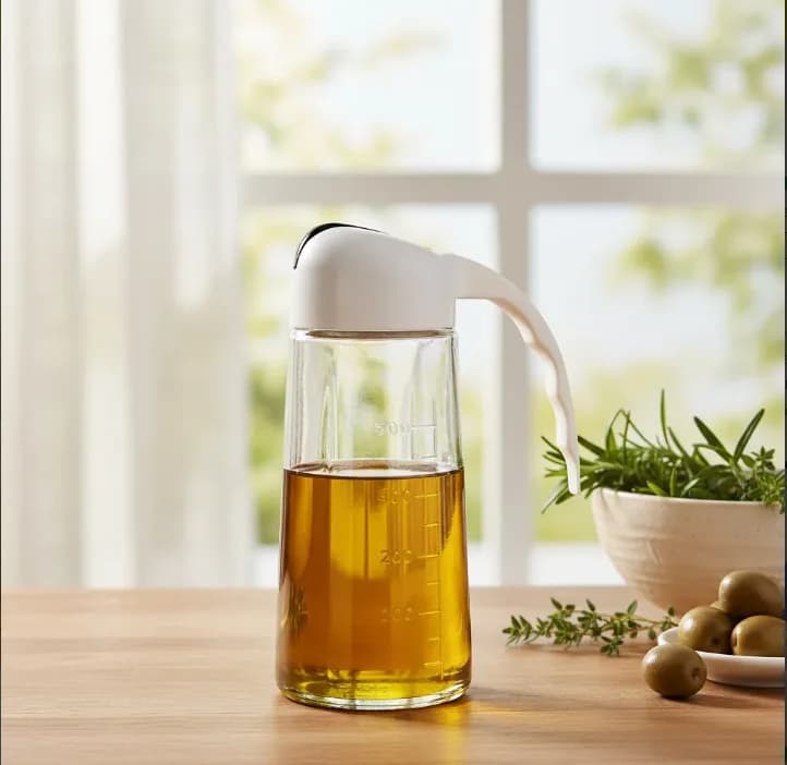 Tarro De Vidrio Para Vinagre De Aceite De Oliva, Tapa, Jarra Aceitera