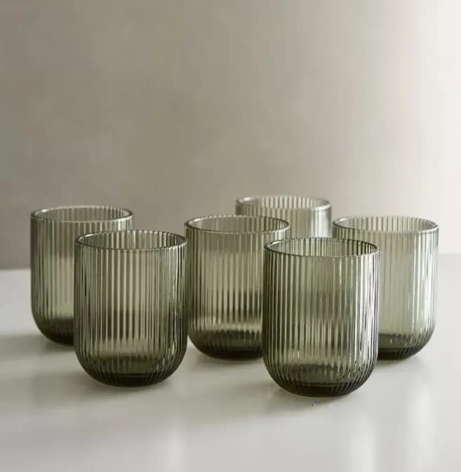 Set X6 Vasos De Vidrio Strip 440ml Catalana Gris