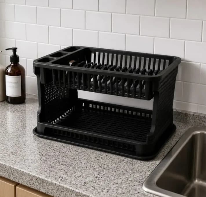 Escurridor De Vajilla Estilo Rattan Con Bandeja