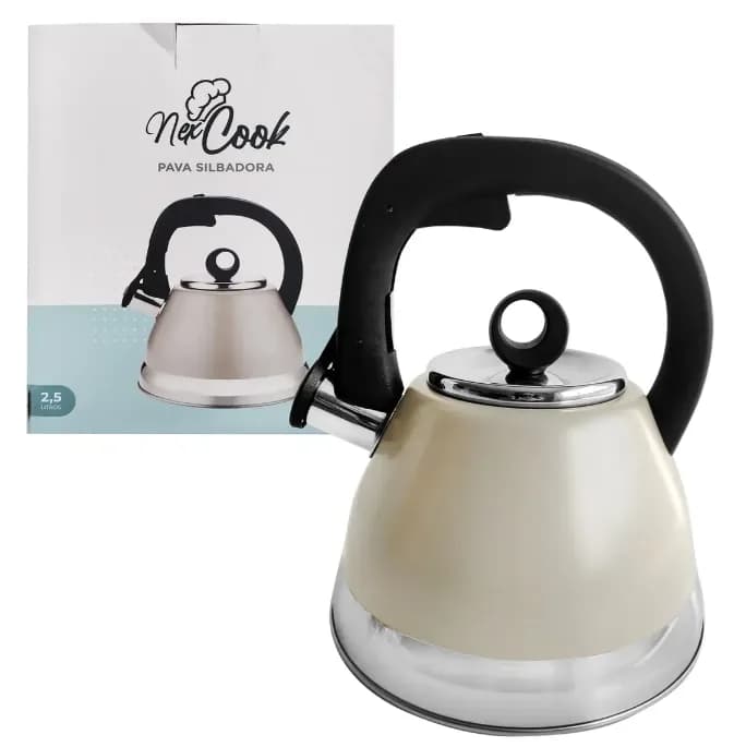 Pava Silbadora De Acero Inoxidable, Beige 2,5 Litros, 14208 Beige