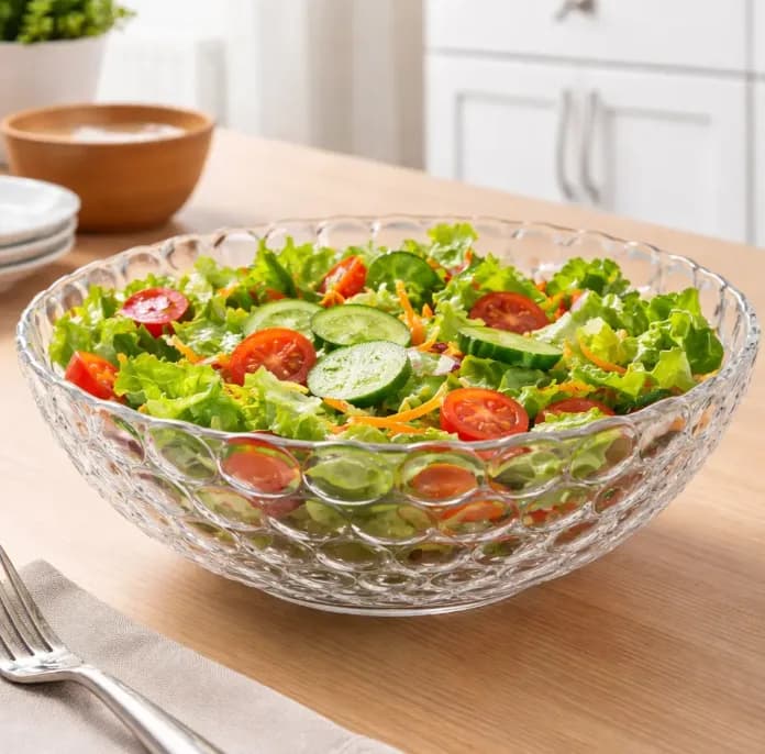 Ensaladera De Vidrio Labrado Diseño Burbuja 1.8lt