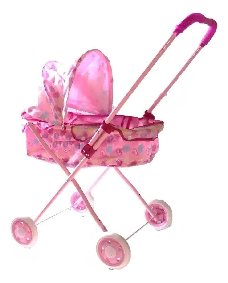 Coche Paragüitas Muñecas Zaki Rosa Plegable Capota Retráctil