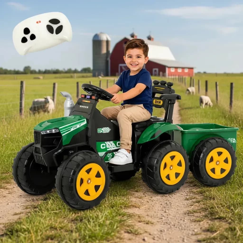 Tractor Farmer A Bateria Niños 12v Con Remolque Biemme Verde