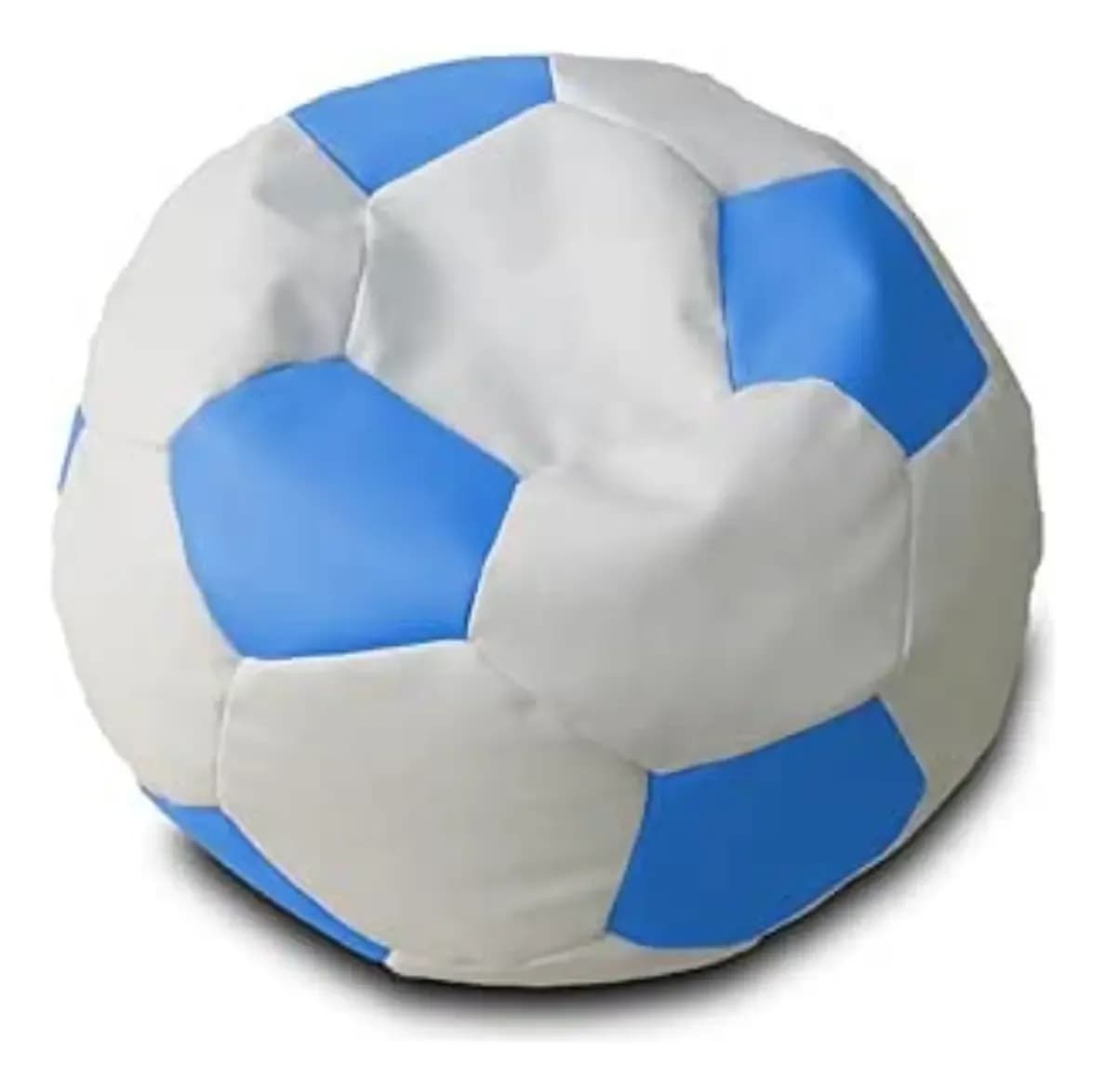 Puff Fiaca Sillon Pelota Futbol Juguetes Niños 75x110 Cm Color Celeste Y Blanco