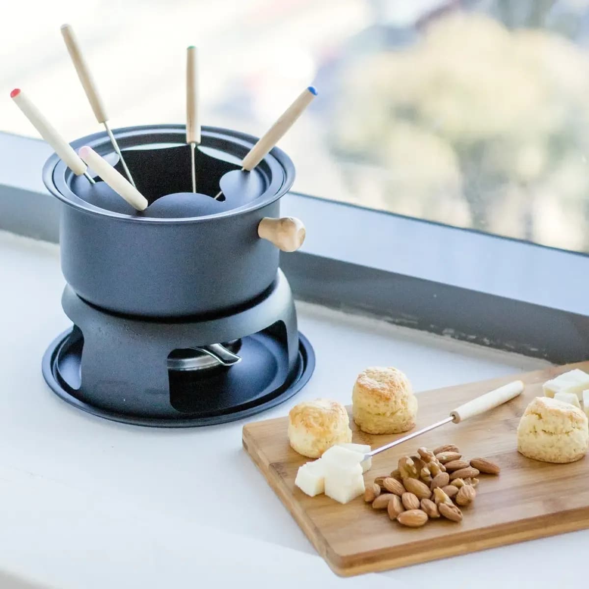 Fondue Teflon Antiadherente Base Quemador 6 Personas Fondue