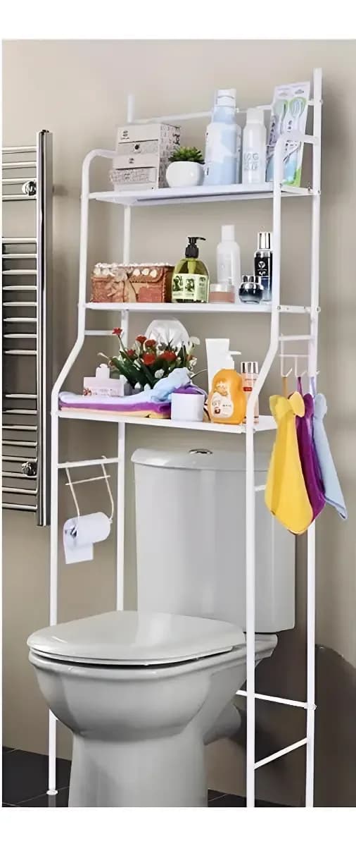 Organizador Sobre Inodoro Grober Blanco 3 Estantes Metal Baño
