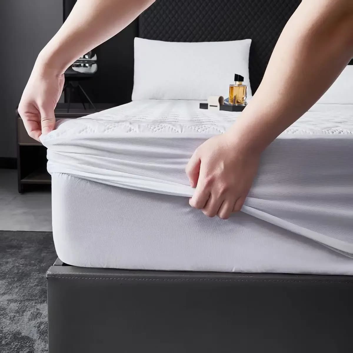 Protector De Colchon Impermeable King Size 200x200+40 Blanco