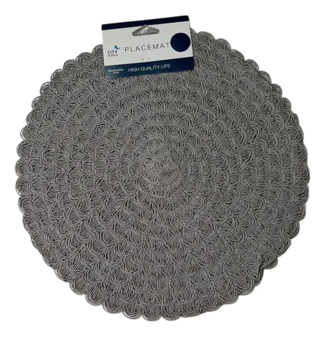 Set Pack Individual De Mesa Plato X 6 38cm Deco Trenzado Color Gris