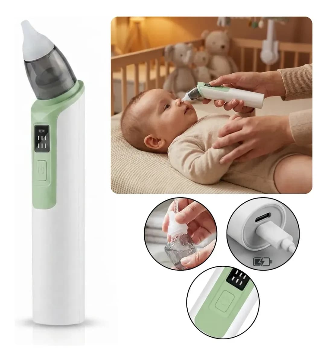Aspirador Nasal Eléctrico Mega Baby Recargable Para Bebés