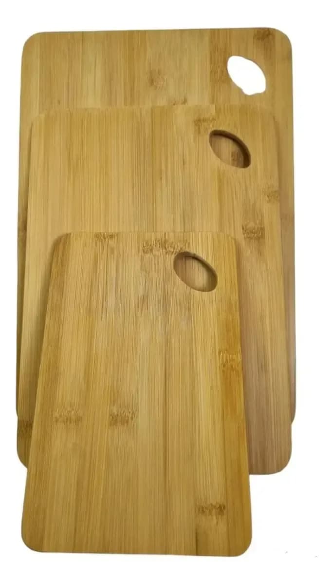 Set X3 Tablas De Madera Diferentes Medidas Picadas Y Corte Lisa Madera