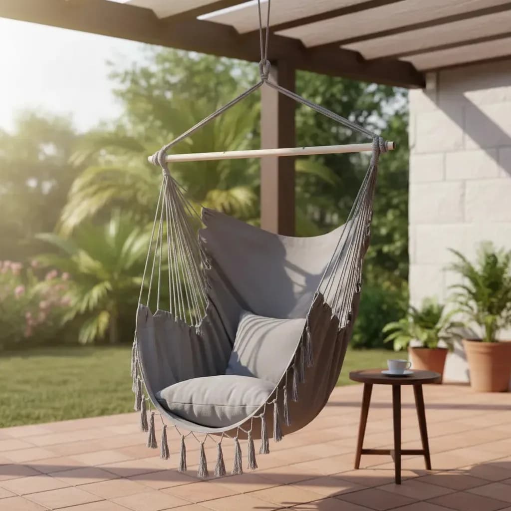 Hamaca Paraguaya Sillon Colgante Color Gris