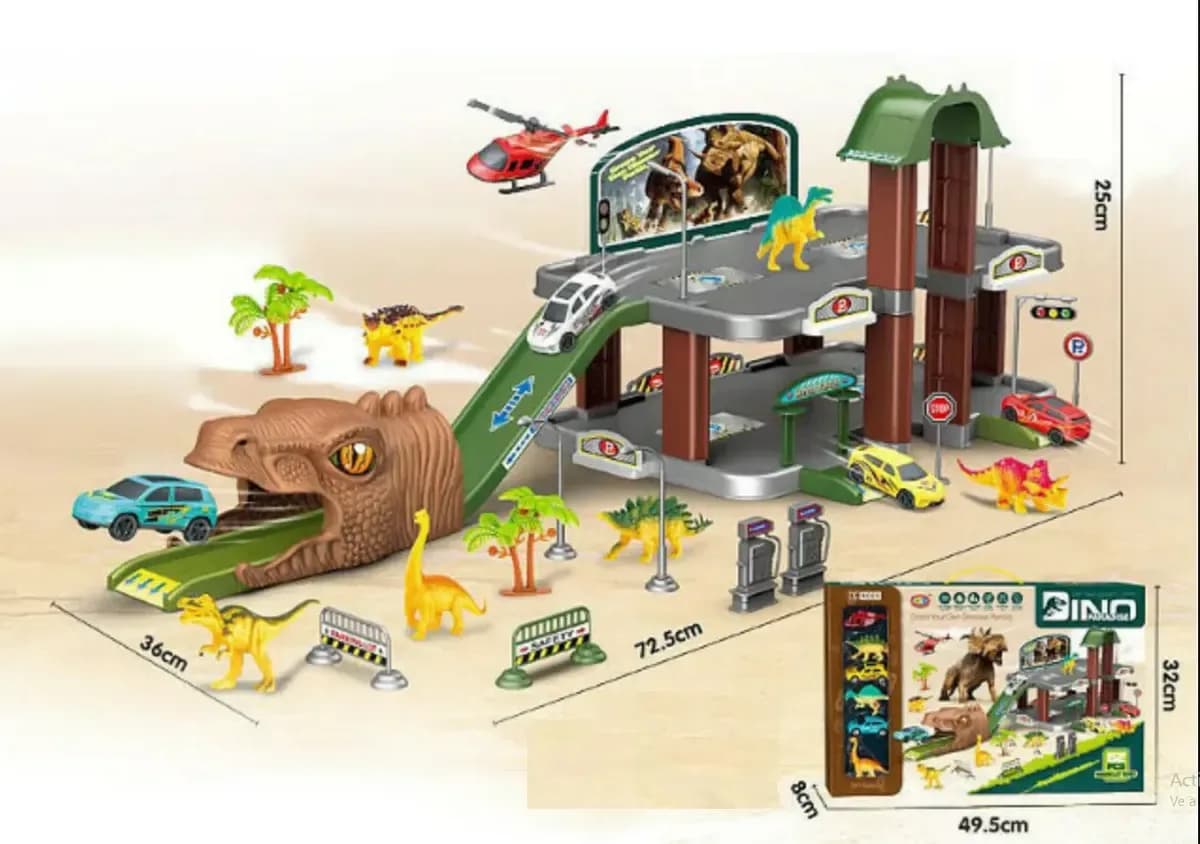 Juguete Pista Estacionamiento 62 Piezas Dinosuario