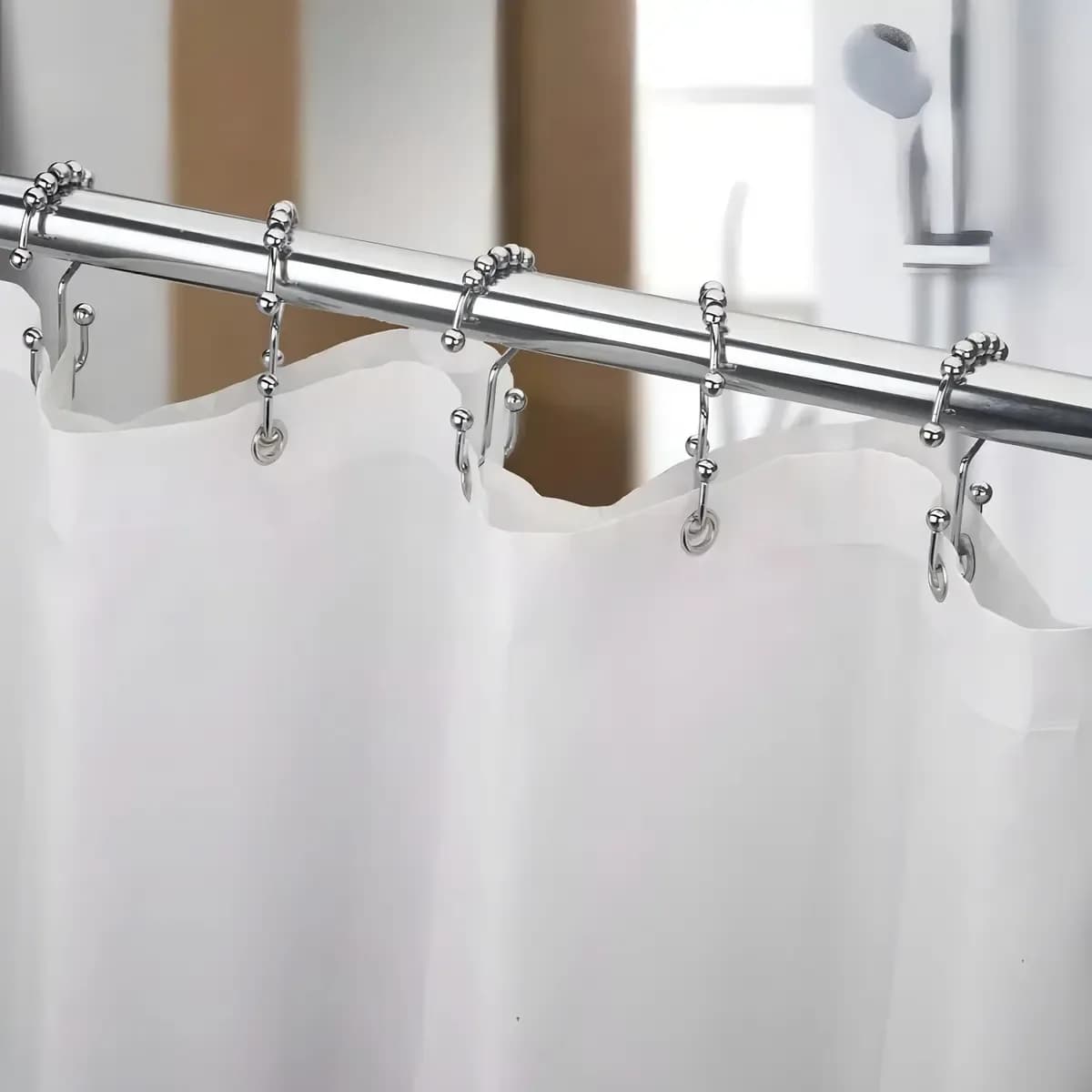 Ganchos Doble City Cortina Baño Acero X12 Metálico Con Roller