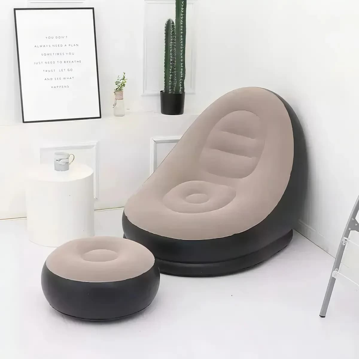 Sillón Puff Inflable Con Apoya Pies Senyoubao Jq-10-13 Living Hogar Portátil