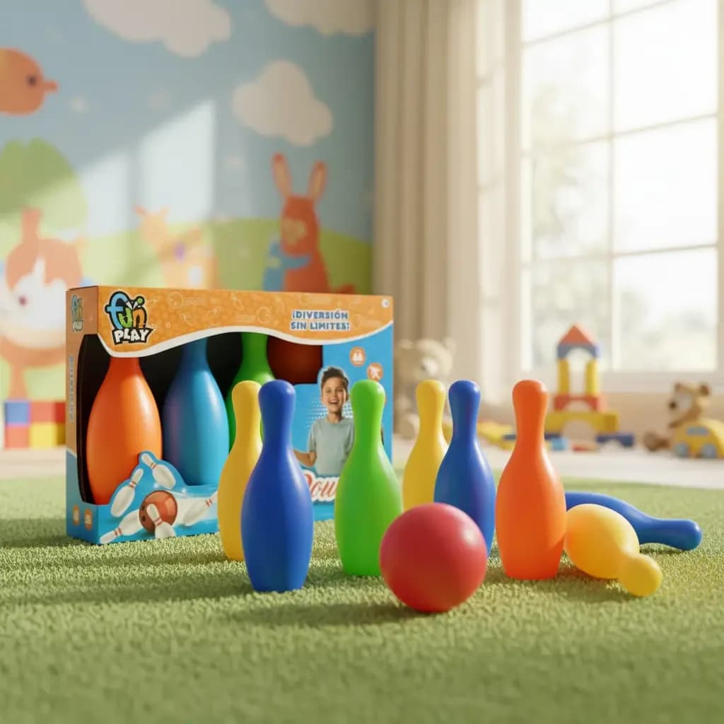 Juego De Bolos Infantil Fun Play Pro Set 3+ Bowling 6 Pinos Pro Set Bowling