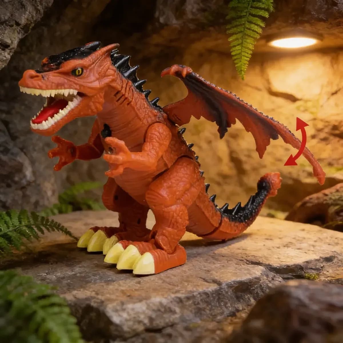 Juguete Dinosaurio Dragon Alas Luz Sonido Camina 35 Cm