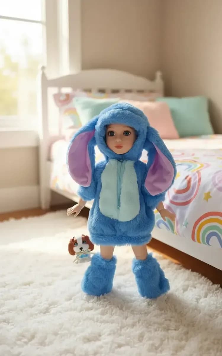 Juguete Muñeca Tiny 45cm Pijama Rainbow Ropita Articulada