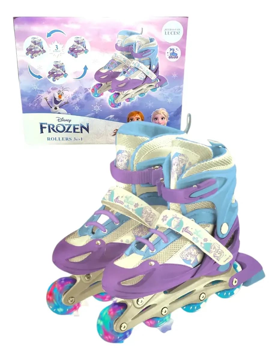 Patines Rollers Extensibles Infantiles 3 En 1 Luz Led Frozen