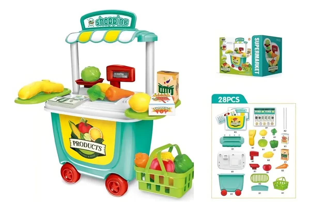 Carrito Supermercado De Juguete Zippy Modelo Zpy110203 Con 28 Piezas
