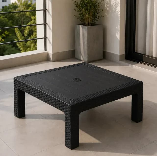 Mesa Ratona Simil Rattan Plastica Jardin 80x80x40
