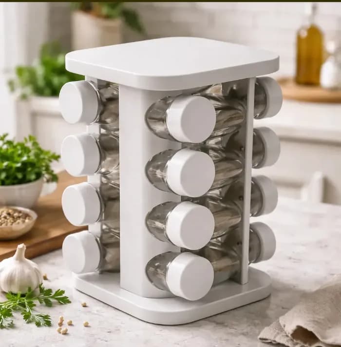 Especieros Giratorio Condimentero Especias X16 Frascos Color Blanco